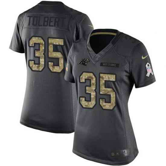 Nike Panthers #35 Mike Tolbert Black Womens Stitched NFL Limited 2016 Salute to Service Jersey